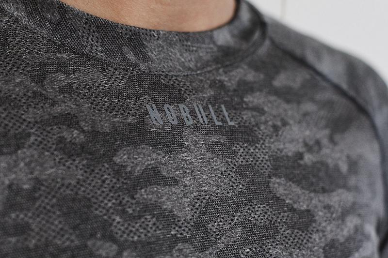 Black Nobull WoLightweight Textured Tee (CAMO) Women's Long Sleeve | CA I2200L